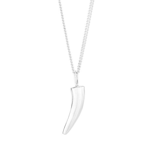 Silver tooth pendant necklace by Mounir